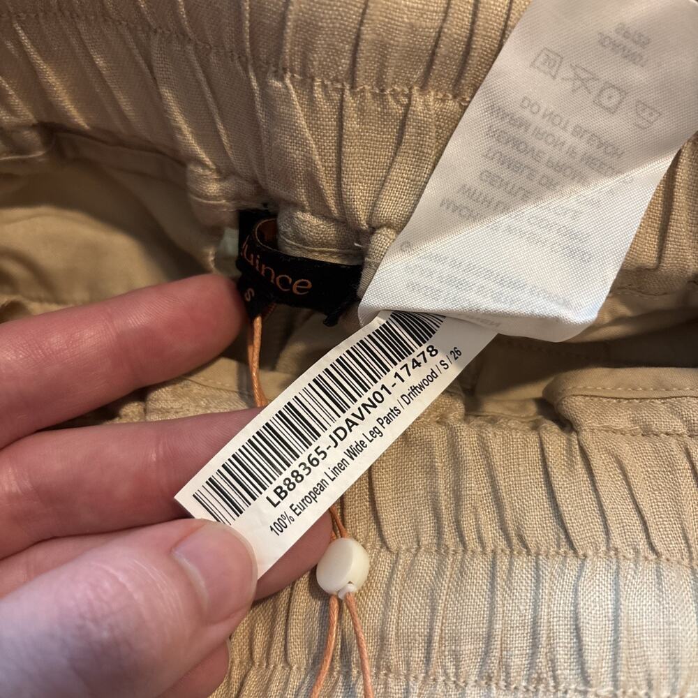Quince 100% European Linen Wide Leg Pants Driftwood Drawstring Smocked Sz Small - Picture 5 of 10